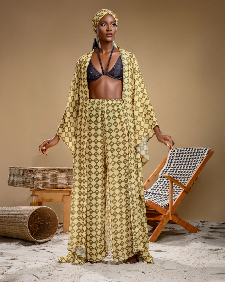 Matopeda M print Kaftan - GREEN