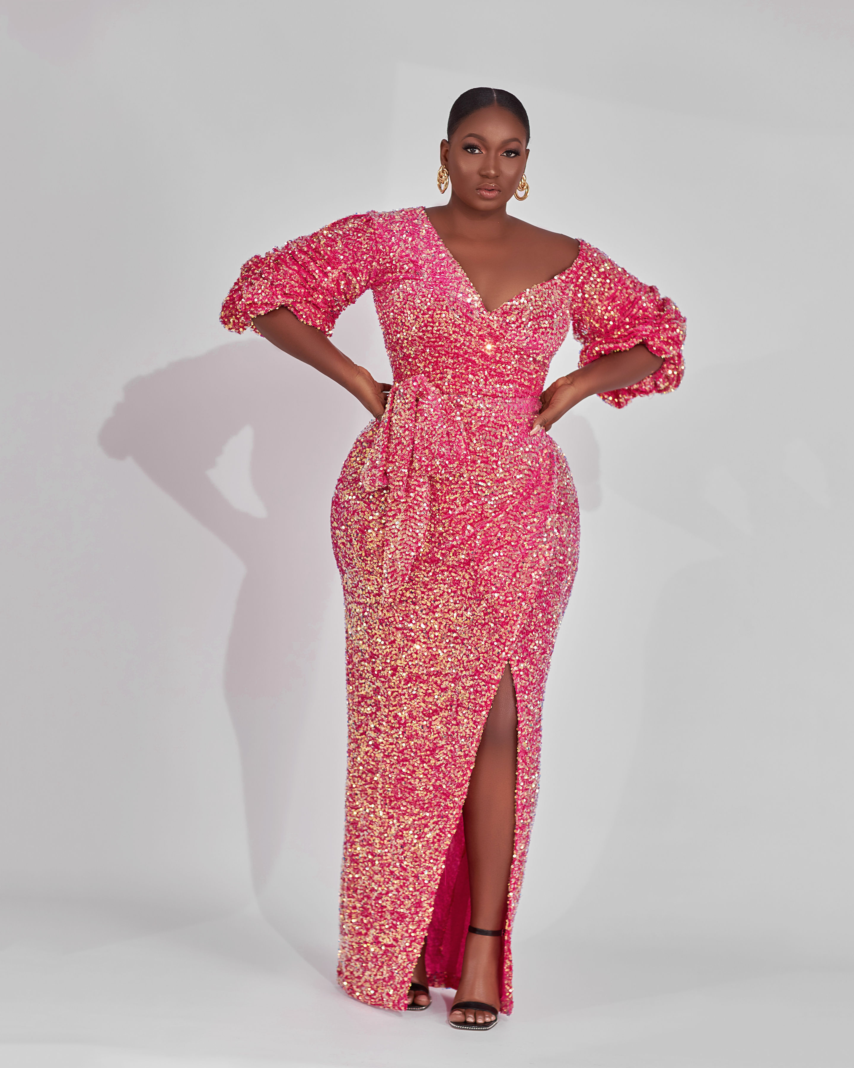 Jojo Off Shoulder Sleeves Sequins Wrap dress - Maxi