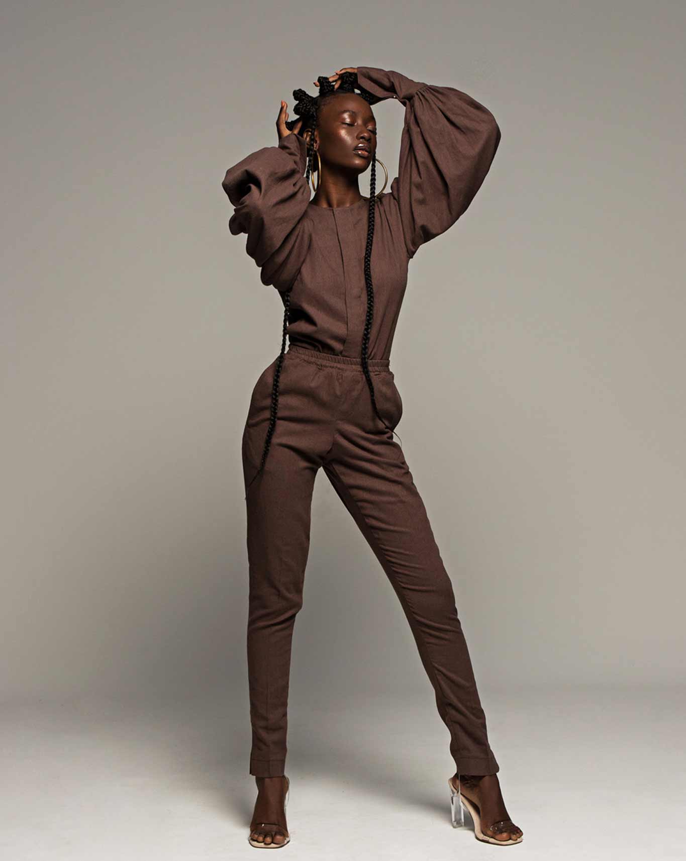 Classic Balloon Sleeve + Straight Leg Trousers