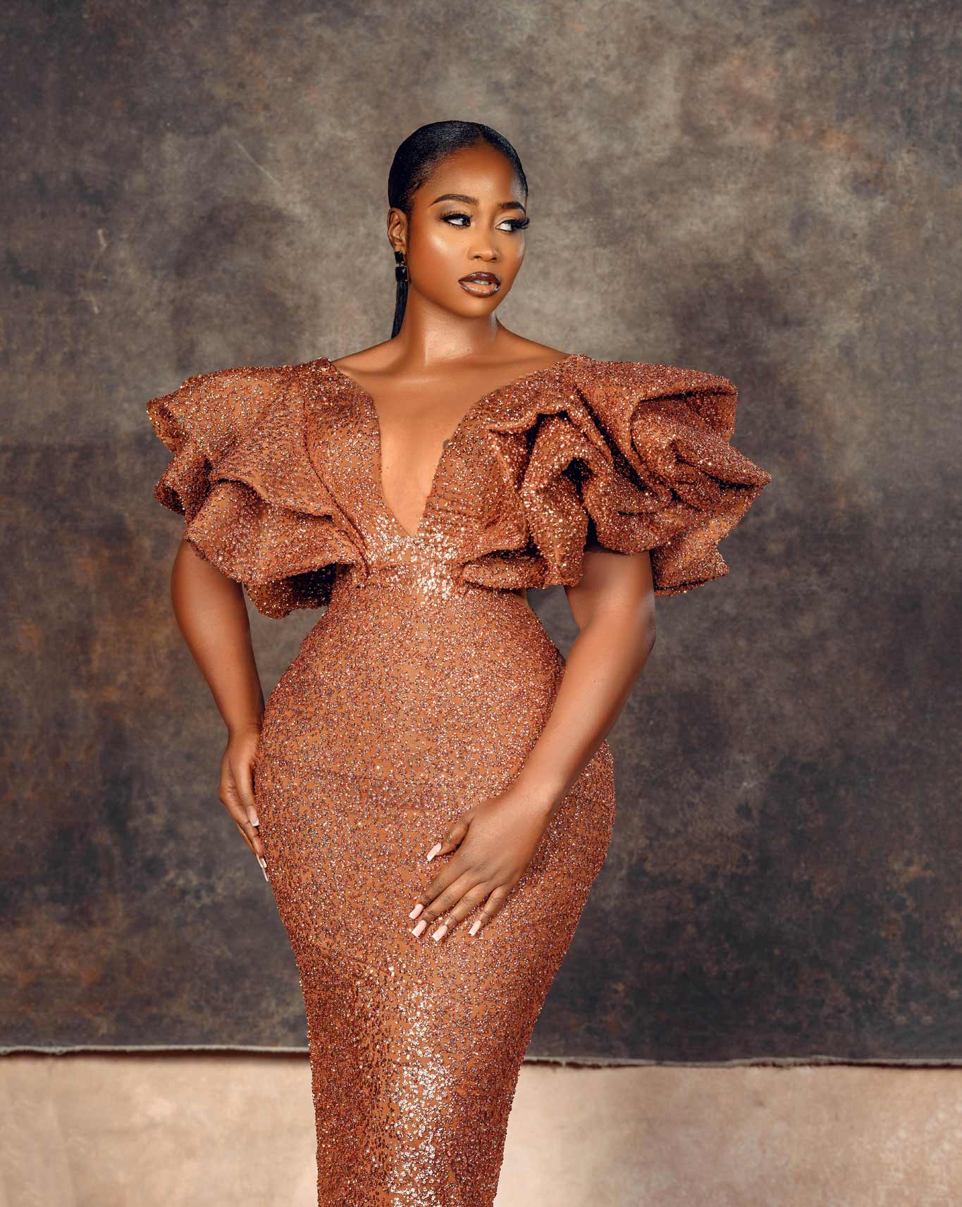 Uwana Glitter Dress in Mini and Midi